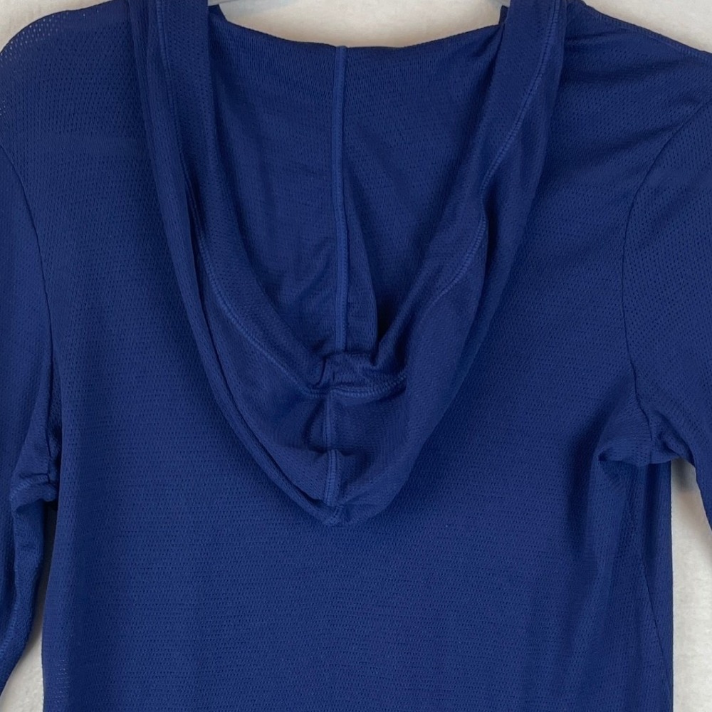 ExOfficio Womens Insect Shield Hoodie Blue Long Sleeve V-Neck Mesh Top Sz M 8-10 - Picture 7 of 8